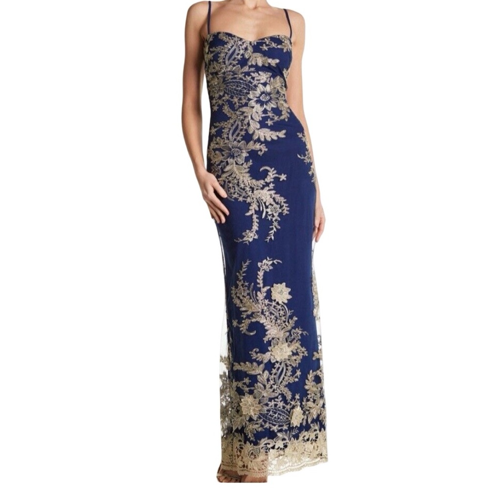 MARINA Navy and Gold Lace Wedding Gown